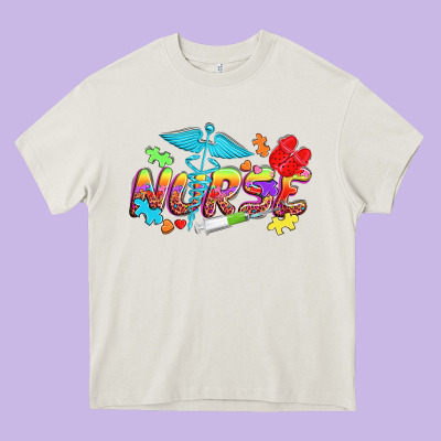 Autism Nurse Heavy Core Tee Designed By Nancycooperartshop