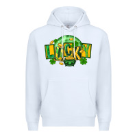 White St. Patrick's Day lucky Premium Hoodie - FaDigitalArtStudio