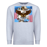 Heather Grey America Eagle Premium Sweatshirt - CowhideDigitalArt