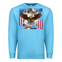 Ocean Blue America Eagle Premium Sweatshirt - CowhideDigitalArt