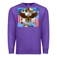 Purple America Eagle Premium Sweatshirt - CowhideDigitalArt