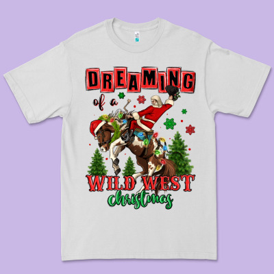 Dreaming Of A Wild West Christmas Cowboy Santa Premium Tee Designed By Maliassmallbusiness