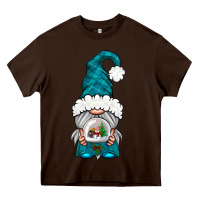 Chocolate Brown winter gnome with snow globe Heavy Core Tee - NancyCooperArtShop
