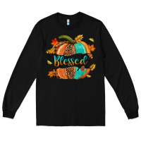 Black Blessed pumpkin Long Sleeve Tee - NancyCooperArtShop
