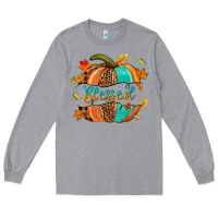 Heather Grey Blessed pumpkin Long Sleeve Tee - NancyCooperArtShop