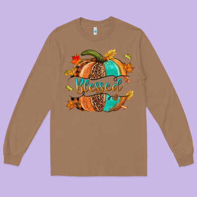 Blessed Pumpkin Long Sleeve Tee Designed By Nancycooperartshop