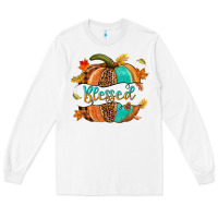 White Blessed pumpkin Long Sleeve Tee - NancyCooperArtShop