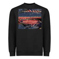 Black American flag stitches Heavyweight Sweatshirt - CowGirlArtShop
