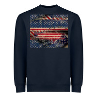 Navy American flag stitches Heavyweight Sweatshirt - CowGirlArtShop