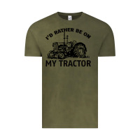 Vintage Olive I D Rather Be On My Tractor Vintage Tee - Bettercallsaul