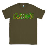 Army Green st. patrick's day lucky with clovers and horseshoe Classic Tee - RanaPortraitStore