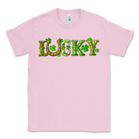 Bubblegum Pink st. patrick's day lucky with clovers and horseshoe Classic Tee - RanaPortraitStore