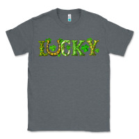 Charcoal Heather st. patrick's day lucky with clovers and horseshoe Classic Tee - RanaPortraitStore