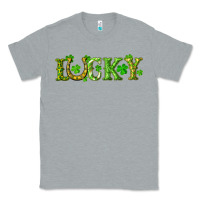 Heather Grey st. patrick's day lucky with clovers and horseshoe Classic Tee - RanaPortraitStore