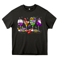Mardi Gras Wine Glasses Heavy Core Tee | Teevron