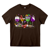 Chocolate Brown mardi gras wine glasses Heavy Core Tee - MaliasSmallBusiness