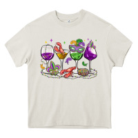 Cream mardi gras wine glasses Heavy Core Tee - MaliasSmallBusiness