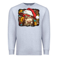 Heather Grey Christmas Cow Premium Sweatshirt - LillyAllenDesigns