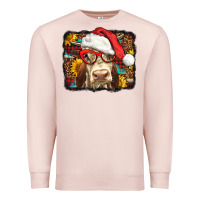 Pale Pink Christmas Cow Premium Sweatshirt - LillyAllenDesigns