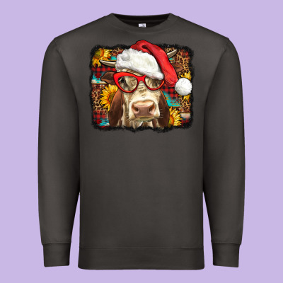 Christmas Cow Premium Sweatshirt Designed By Lillyallendesigns