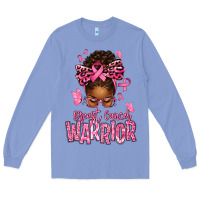 Colony Blue brest cancer warrior afro messy bun Long Sleeve Tee - texasbilliewilder