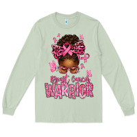 Matcha brest cancer warrior afro messy bun Long Sleeve Tee - texasbilliewilder