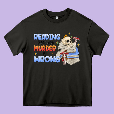 Reading Because Murder Is Wrong Heavy Core Tee Designed By Maliassmallbusiness