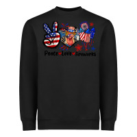 Black Peace love fireworks 4th of july Heavyweight Sweatshirt - CowGirlArtShop