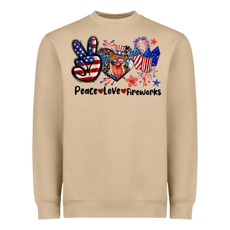 Peace Love Fireworks 4th Of July Heavyweight Sweatshirt by CowGirlArtShop | Teevron