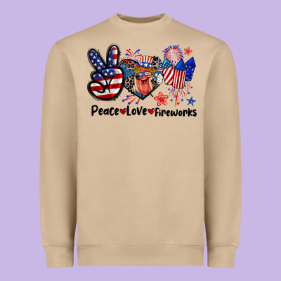 Peace Love Fireworks 4th Of July Heavyweight Sweatshirt Designed By Cowgirlartshop