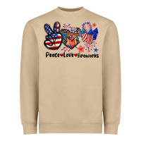 Mushroom Peace love fireworks 4th of july Heavyweight Sweatshirt - CowGirlArtShop