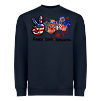 Navy Peace love fireworks 4th of july Heavyweight Sweatshirt - CowGirlArtShop