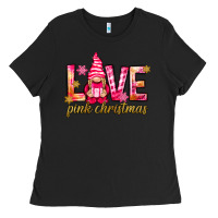 Black love pink christmas gnome Ladies Tee - NancyCooperArtShop