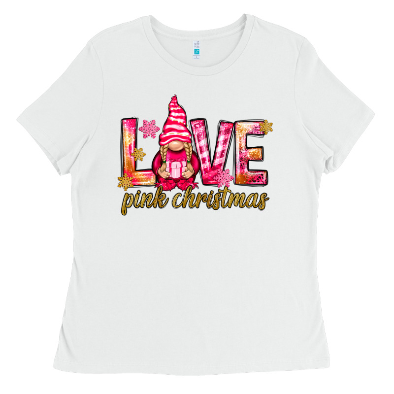 Love Pink Christmas Gnome Ladies Tee by NancyCooperArtShop | Teevron