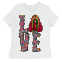 White Love Lady Of Guadalupe Ladies Tee - Jasminsmagicworld