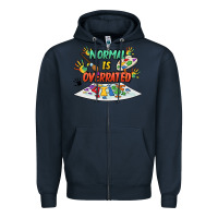 Navy Normal Is Overrated Zipper Hoodie - FaDigitalArtStudio
