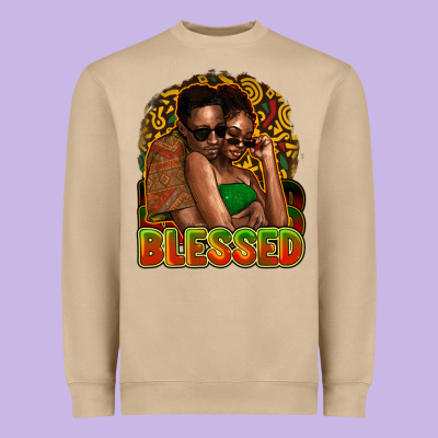 Black Couple Blessed Heavyweight Sweatshirt Designed By Howdyjamesfarm