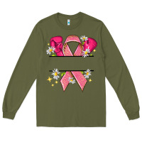 Army Green Personalized Breast Cancer ribbon Long Sleeve Tee - NancyCooperArtShop
