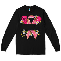 Black Personalized Breast Cancer ribbon Long Sleeve Tee - NancyCooperArtShop
