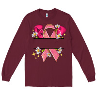 Burgundy Personalized Breast Cancer ribbon Long Sleeve Tee - NancyCooperArtShop
