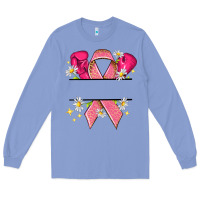 Colony Blue Personalized Breast Cancer ribbon Long Sleeve Tee - NancyCooperArtShop