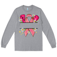 Heather Grey Personalized Breast Cancer ribbon Long Sleeve Tee - NancyCooperArtShop