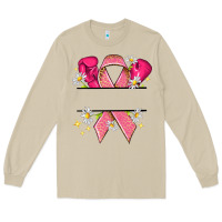 Mushroom Personalized Breast Cancer ribbon Long Sleeve Tee - NancyCooperArtShop