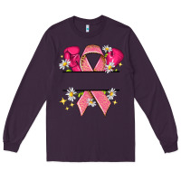 Plum Personalized Breast Cancer ribbon Long Sleeve Tee - NancyCooperArtShop