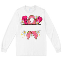 White Personalized Breast Cancer ribbon Long Sleeve Tee - NancyCooperArtShop