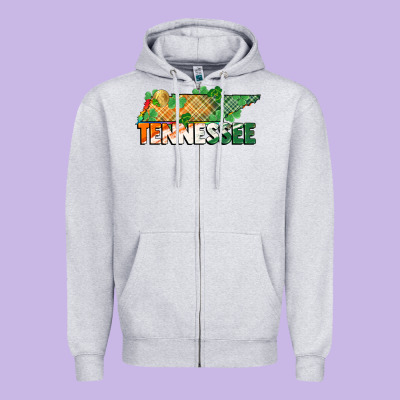 Tennessee Map St Patrick's Day Zipper Hoodie Designed By Fadigitalartstudio