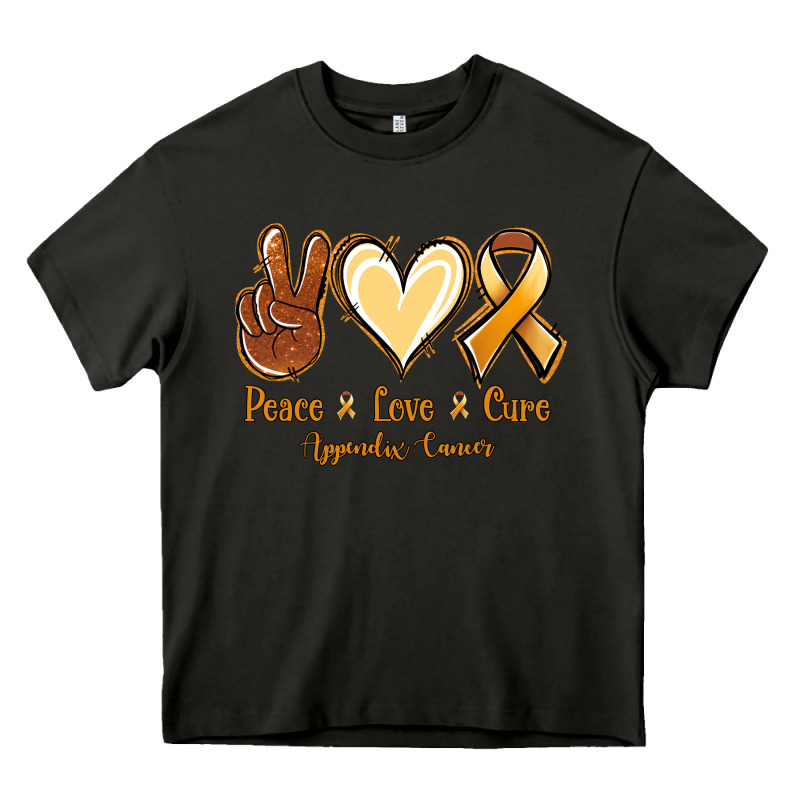 Peace Love Cure Appendix Cancer Heavy Core Tee by NancyCooperArtShop | Teevron