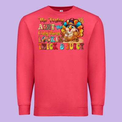 Thanksgiving Turkey Humor Premium Sweatshirt Designed By Cowhidedigitalart