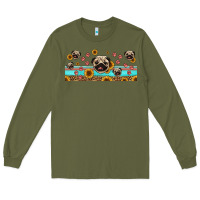 Army Green western pug dogs Long Sleeve Tee - Jasminsmagicworld