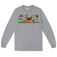 Heather Grey western pug dogs Long Sleeve Tee - Jasminsmagicworld